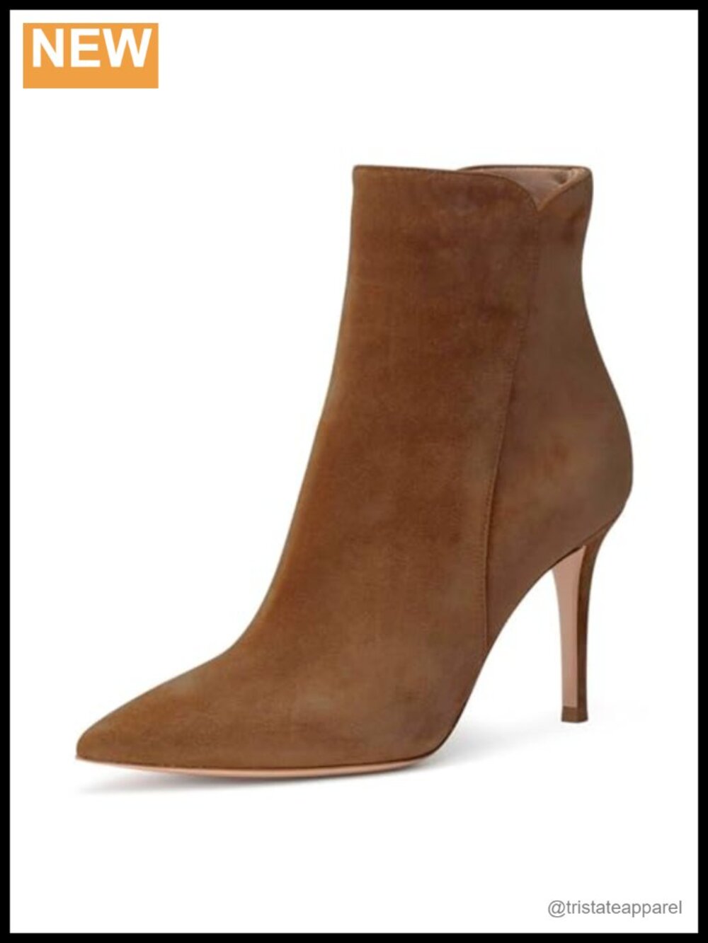 Suede Ankle Boots Stiletto High Heel Pointed Toe Zipper Closure Classic Women's